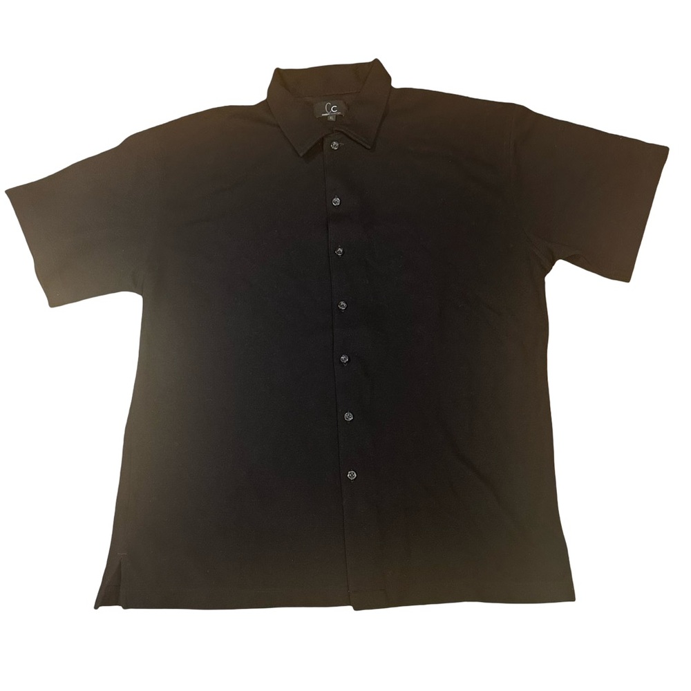 Cassini Collection Ribbed Knit Button-Down Shirt, Size XL.